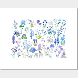 blue and purple flowers collection 2020 Posters and Art